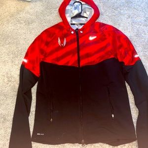 Black and red zip up jacket